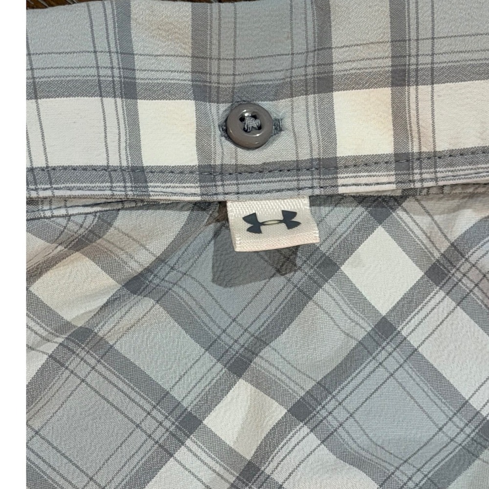 Under Armour Fish Hunter Plaid Long Sleeve Shirt Grey White 1290746 Mens 2XL - Picture 6 of 8